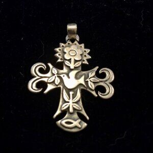 James Avery La Primavera Cross Sterling Silver Pendant Charm Rare